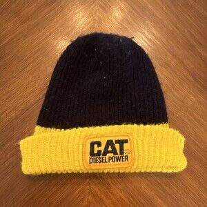 CAT Diesel Power Black Yellow Solid Beanie Hat Men One Size Knit Cap